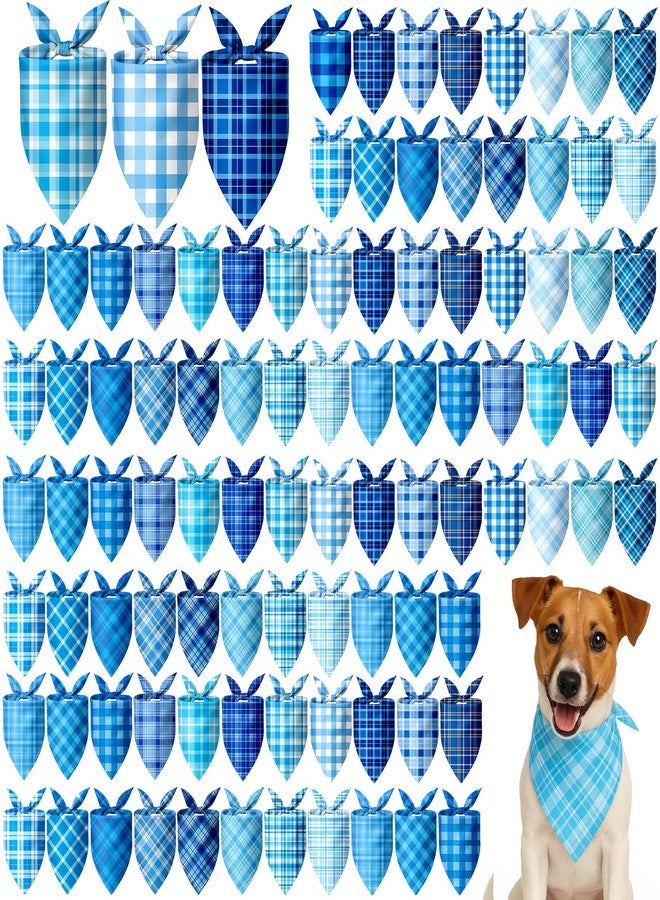 Abbylike 100 Pcs Winter Plaid Dog Bandanas Bulk Blue Checkered Bandanas for Dogs Triangle Kerchief Bibs Scarf Set for Pet Winter Party Costume Photo Props Accessories Pet Shops, 25 Styles - Image 1